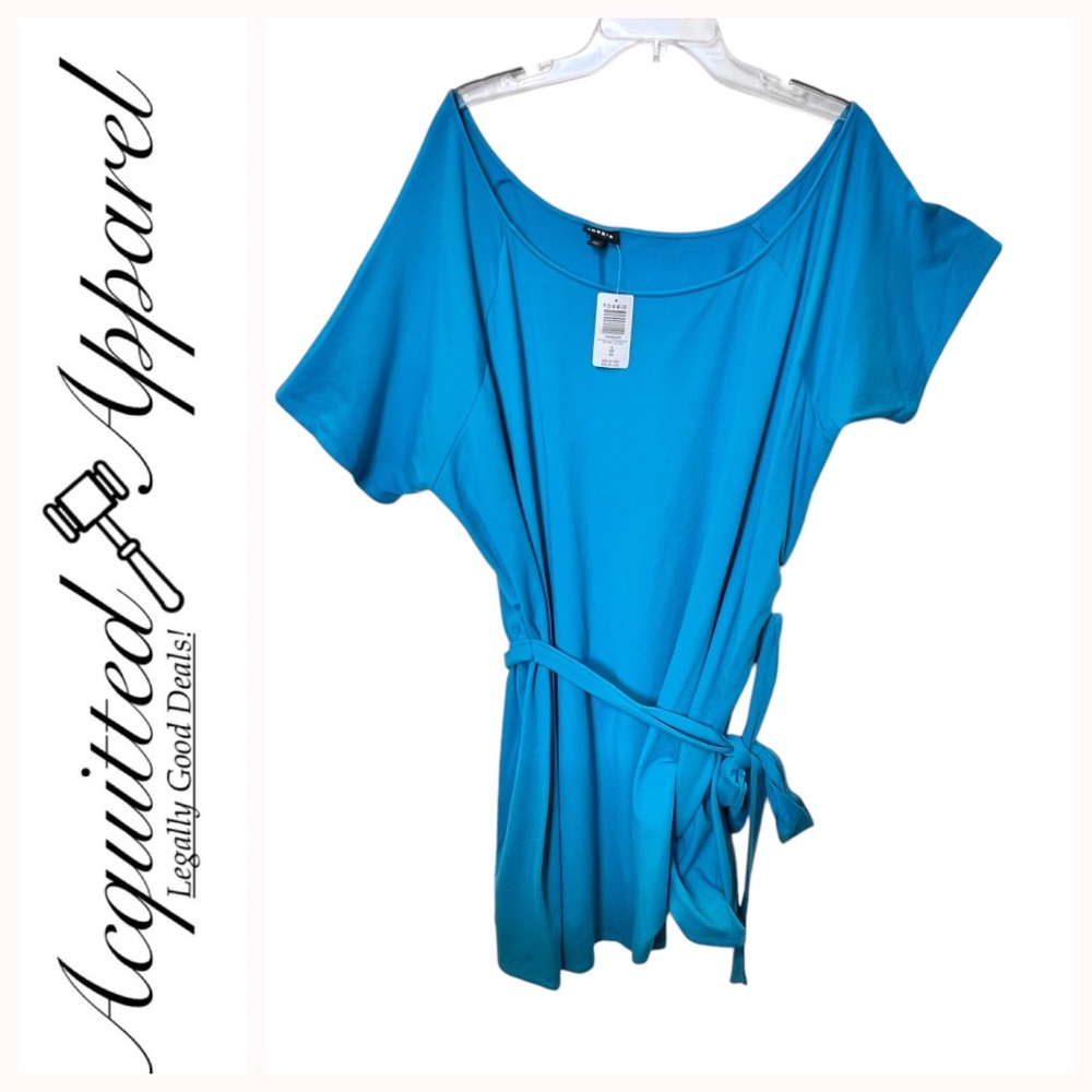 Torrid Asymmetrical Teal Callie Tie Belt T-Shirt Dress 4X NWT